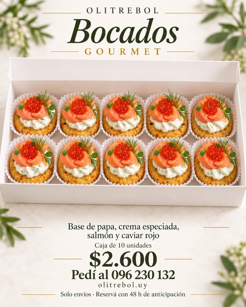 Caja de 10 Bocados Gourmet de Salmón y Caviar - Olitrebol