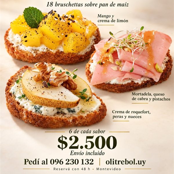 Pack Selección Especial 18 bruschettas sobre pan de maíz