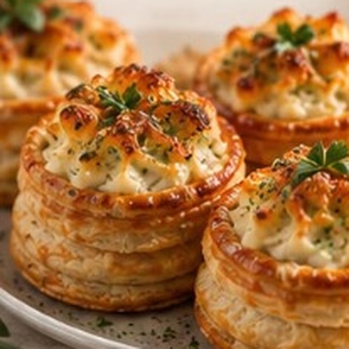 Volovanes de pollo y puerro