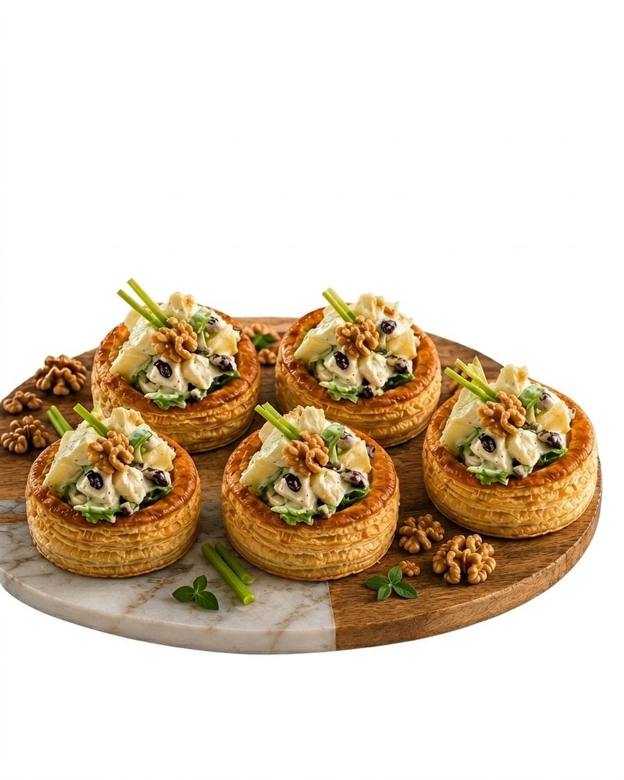 Volovanes de hojaldre rellenos de ensalada Waldorf
