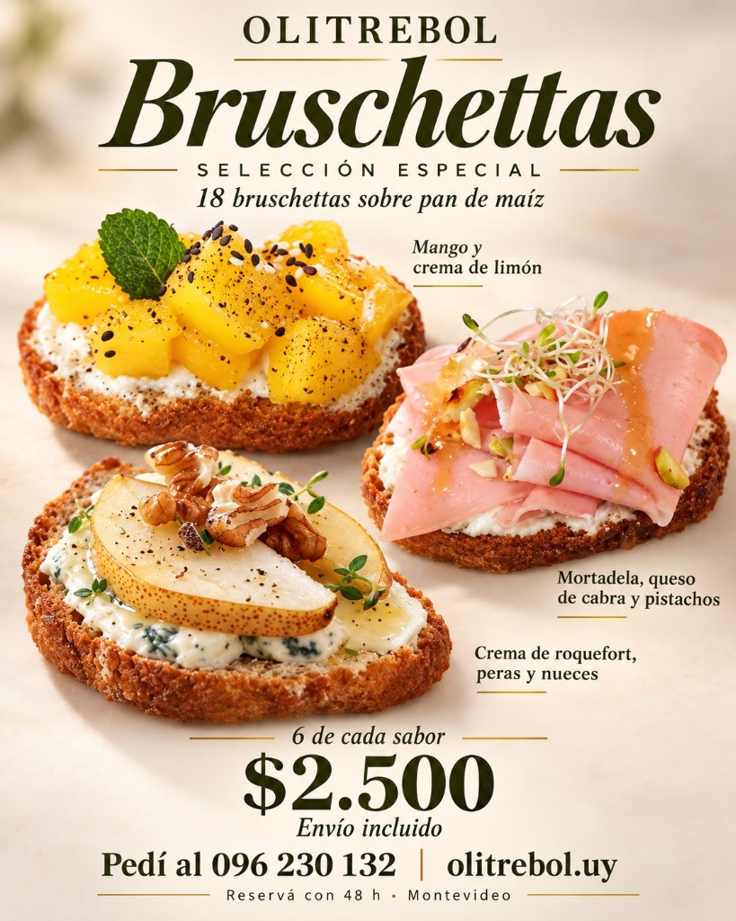 Carta Selección Especial 18 Bruschettas sobre pan de maíz - Olitrebol